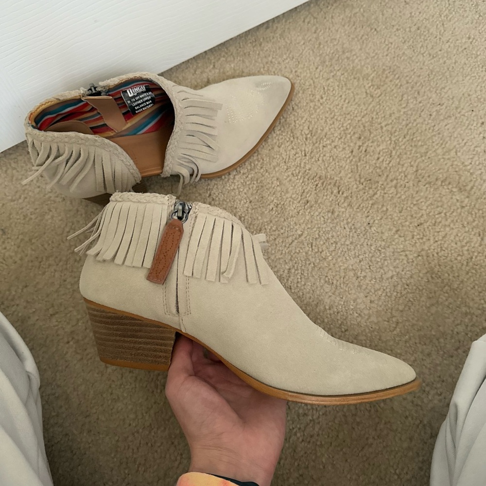Dingo Cream Fringe Ankle Booties